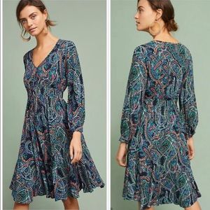 Anthropologie navy floral dress
